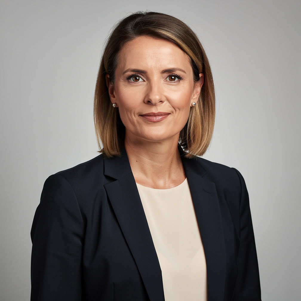 Studio portrait of a German woman in her forties, research director