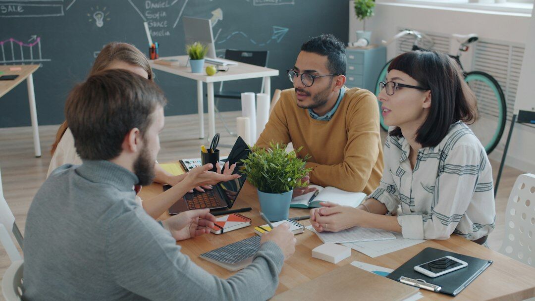 diverse people discussing